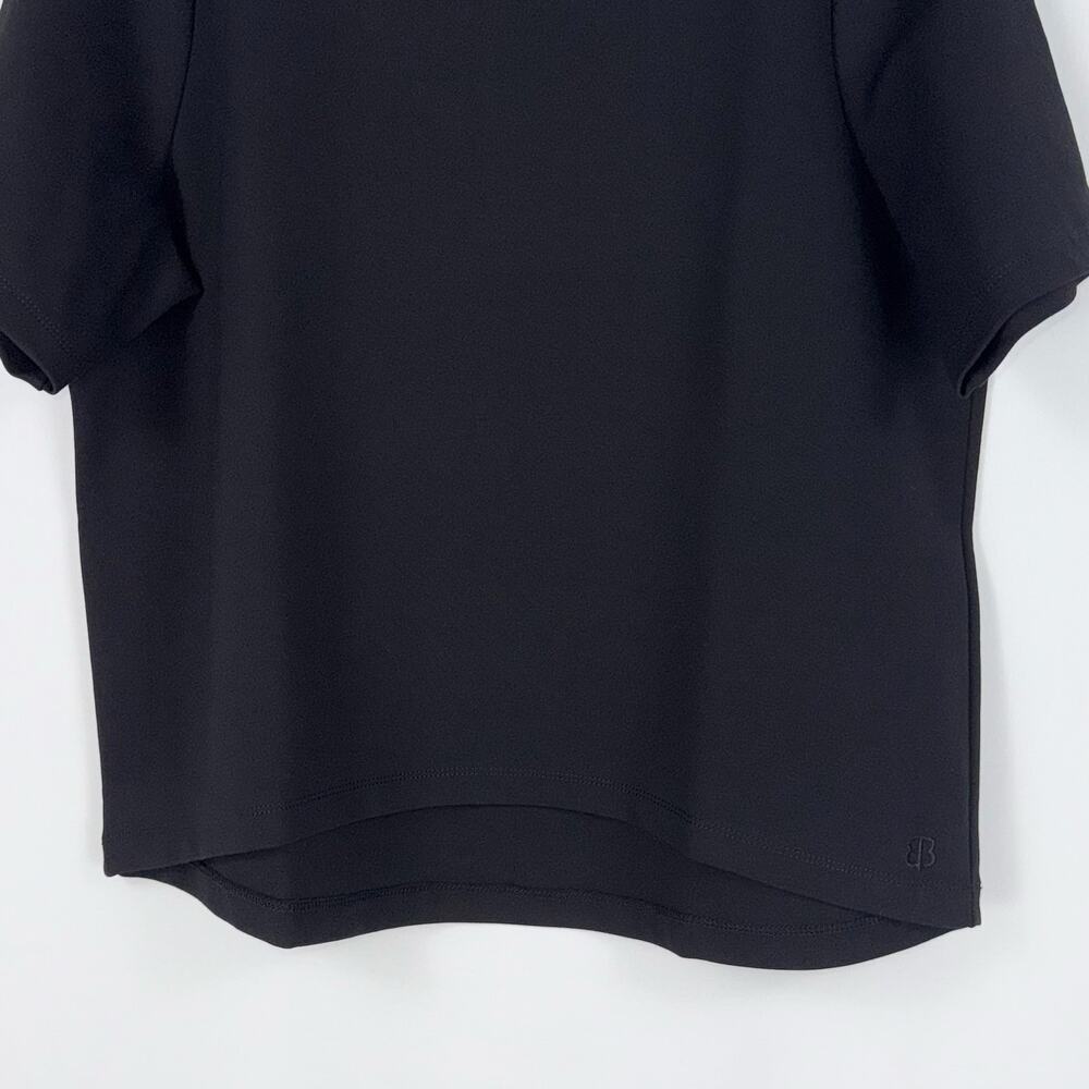 Beta Brand Women’s Boxy Short Sleeve High Low Top Medium Black Ponte Knit - Picture 7 of 10